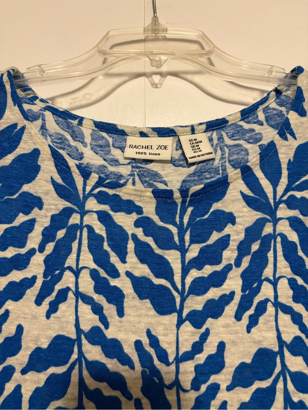 Rachel Zoe Blue Linen Printed Women’s Top size M
